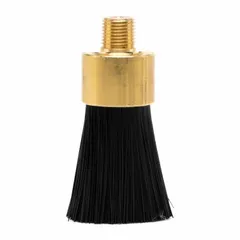 Nylon applicator brush for drip-feed oilers. Overall height 2 1/4 in, overall diameter 1 in. Used to apply lubricant to machinery components such as chains, bearings, and slides to reduce friction and wear.