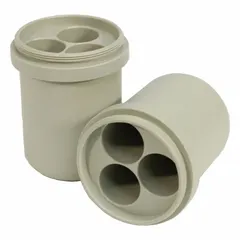 This centrifuge rotor riser adapts a rotor for 50 mL sample tubes, ensuring secure placement during centrifugation. It is compatible with HERMLE rotors and is used in laboratory and industrial settings for sample processing.
