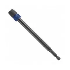 This 6-inch quick-change hex-shank drill bit extension is designed to accept 1/4-inch shank drill bits, extending reach for drilling in confined or deep locations. The hex shank provides secure grip in compatible chucks, and the quick-change design allows fast bit swaps. Commonly used in construction and woodworking applications where standard drill bits cannot access tight spaces.