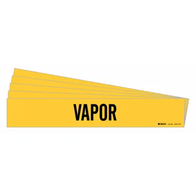 BRADY Pipe Marker: Vapor, Yellow, Black, Fits 8 in and Larger Pipe O.D., 1 Pipe Markers - Vapor Adhesive Pipe Markers