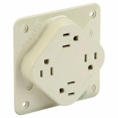HUBBELL Receptacle: Hospital Grade Fed. Spec., Quad, 5-15R, Ivory, 125V AC, 15 A - General Purpose Receptacles