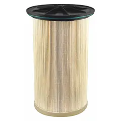 Cartridge fuel filter for diesel fuel systems. Features cellulose media, 4 5/8 in outside diameter, 7/8 in inside diameter, and an attached gasket. Suitable for use in buses and other diesel-powered vehicles.