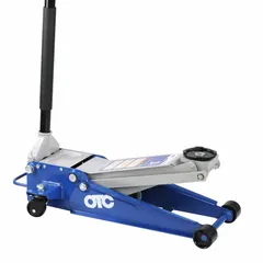 Steel-bodied trolley floor jack with a 3 ton load capacity and dual pump mechanical lifting actuator. Designed for lifting vehicles and equipment in garage and shop service environments for maintenance and under-vehicle access.