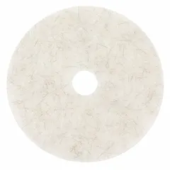 This 24-inch diameter round burnishing pad is constructed from a natural/polyester fiber blend. It is rated for a maximum operating speed of 3,000 RPM and is supplied in a pack of five. Commonly used for high-speed floor burnishing to restore gloss on resilient flooring surfaces.