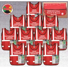This ANSI Class 2 safety vest is constructed of nylon with a hook-and-loop closure and measures 62 inches in length. The red color provides high visibility for search and rescue operations. Suitable for use by emergency responders in urban environments.