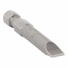 Slotted head impact bit, imperial size 5F-6R, with hex shank. Impact rated for use with impact drivers. Supplied in a 5-pack. Suitable for driving slotted screws in assembly and maintenance tasks.