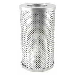 Cartridge hydraulic filter with cellulose media, 2 7/16 in inside diameter, for hydraulic fluid systems. Compatible with Komatsu vehicles. Used in construction and industrial equipment to remove contaminants from hydraulic circuits, protecting pumps, valves, and actuators.