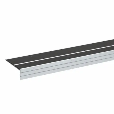 STAIRMASTER Stair Nosing: Double-Strip Grit, Aluminum, Adhesive- & Fastener-Installed - Multistrip Grit Stair Nosings