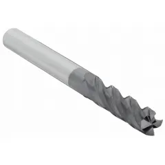 General purpose carbide square end mill with AlTiN coating for wear resistance and heat protection. Features 4 flutes, 7/16" mill diameter, 2" length of cut, and 4" overall length. Suitable for milling steel, stainless steel, cast iron, and composites in industrial manufacturing and maintenance operations.