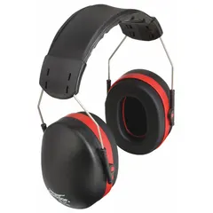 Passive over-the-head earmuffs with a 24 dB NRR rating for general-purpose noise reduction. Foldable design with PVC ear cups and steel wire construction. Suitable for use in industrial environments such as machining, material handling, and plant maintenance.