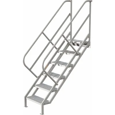 TRI-ARC Portable Stairs: 7.9 ft Overall Ht, Steel, 450 lb Load Capacity, Perforated - Steel Stairs