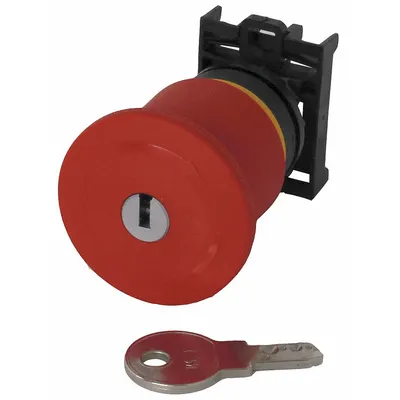 EATON Emergency Stop Push Button: Red, 22 mm Mounting Size, Non-Metallic - Mushroom-Head Push-Button Operators