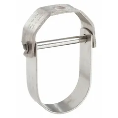 This clevis hanger supports 1/2 in pipe from 3/8 in threaded rod. Made of 304 stainless steel, it provides a load capacity of 610 lb. Suitable for use in industrial piping systems, HVAC, plumbing, and process lines where corrosion resistance is required.