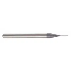 This carbide square end mill features a pencil-neck design for reaching deep cavities. With 4 flutes and AlTiN coating, it is suited for precision milling of steel, stainless steel, and cast iron. The 3/32" diameter and 3/4" length of cut enable detailed slotting and profiling operations.