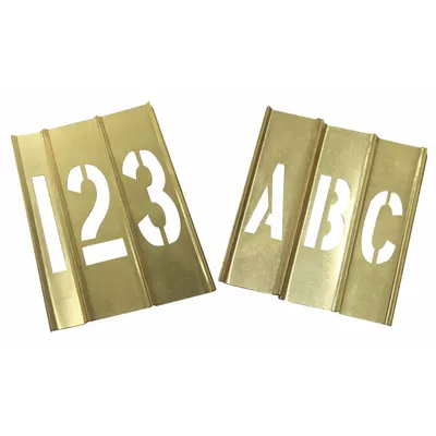 OEM Stencil Set: 1 1/2 in Character Ht, Brass, Interlocking - Brass Interlocking Stencil Sets