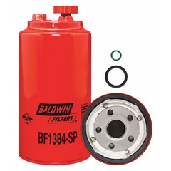 Spin-on fuel filter with cellulose media, 3 11/16 in outside diameter, and 1"-14 thread size. Includes furnished gasket. Used in diesel fuel systems for heavy-duty vehicles and equipment.