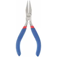 Flat Nose Plier: 1 1/4 in Max Jaw Opening, 5 in Overall Lg, 1 in Jaw Lg, 1/8 in Tip Wd, Serrated