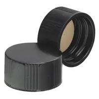 Cap: 21 mm Dia, Black, Phenolic, PTFE Faced Rubber, 18-400 mm Screw Closure Size, Autoclavable (MPN 240415)