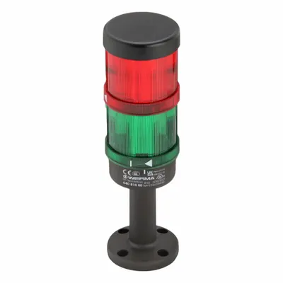 WERMA Tower Light Assembly: 2 Tier, Green/Red, No Sounder Tier, 242 mm Overall Ht - Two-Tier Tower Light Assemblies