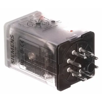 Siemens Plug-In Relay: Socket Mounted, 10 A Current Rating, 12V DC, DPDT, 8 Pins/Terminals - Socket-Mounted Relays