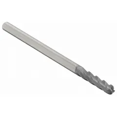 This general purpose carbide ball end mill features a TiAlN coating for wear resistance and 4 flutes. With a 1/8" mill diameter, 3/4" length of cut, and 3" overall length, it is suited for contouring, slotting, and profiling in metalworking applications.