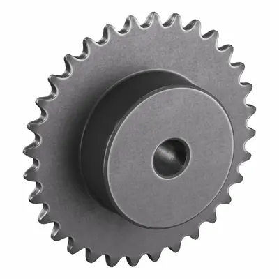 TSUBAKI Sprocket: One-Sided Hub, For Single Strands, 25, 32 Teeth, 2.551 in Pitch Dia - Size 25 Plain-Bore Roller Chain Sprockets