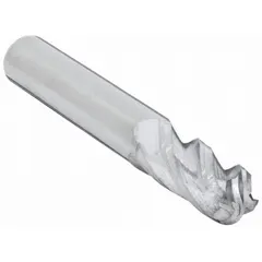 Carbide ball end mill with 3.5 mm diameter, 12 mm length of cut, 51 mm overall length, and 4 flutes. Suitable for 3D contouring, profiling, slotting, and creating smooth curved surfaces in metalworking and mold-making applications.