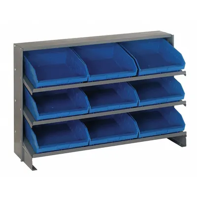 QUANTUM STORAGE SYSTEMS Bench Pick Rack: 36 in x 12 in x 27 in, 1 Usable Sides, 3 Shelves - Metal Stationary Pick Racks with Open-Front Bins