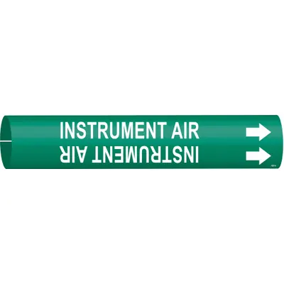 BRADY Pipe Marker: Instrument Air, Green, White, Fits 4 to 6 in Pipe O.D., 1 Pipe Markers - Instrument Air Snap-On Pipe Markers