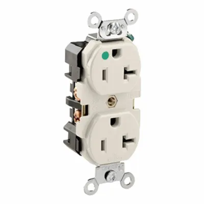 LEVITON Plugs and Receptacles: Hospital Grade, Duplex, 5-20R, Light Almond, 125V AC - General Purpose Receptacles