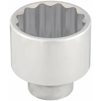 WESTWARD Socket: Metric, 1 in Drive Size, 75 mm Socket Size, 12-Point, Std, Chrome - 1" Drive Hand Sockets