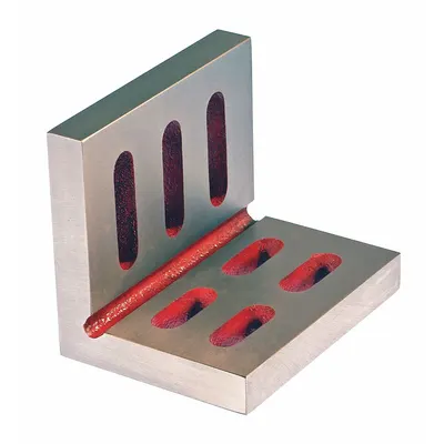 SUBURBAN Angle Plate: Cast Iron, 4 1/2 in L x 3 in W x 3 1/2 in H - Slotted Cast Iron Angle Plates