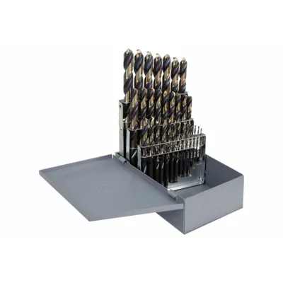 CLE-LINE Reduced Shank Drill Bit Set: 29 Pc, 1/16" to 1/2" by 64ths, 135° Split Point - Reduced-Shank High-Speed Steel Jobber-Length Drill Bit Sets