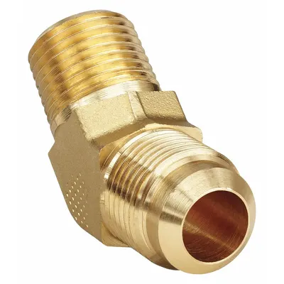 PARKER Flared Fitting Elbow: 5/8 in OD x 1/2 in Pipe Fitting Size, Flared/Threaded - Standard Brass 45-Degree Flare Tube Fittings