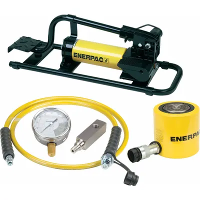 ENERPAC Ram and Pump Set: 50 ton Cylinder Nominal Capacity, 2 3/8 in Cylinder Stroke - Low Height Ram & Pump Sets