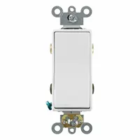 LEVITON Wall Switch: Rocker Switch, 4-Way, Maintained, White, 120/277V AC, 20 A (MPN 5624-2W)