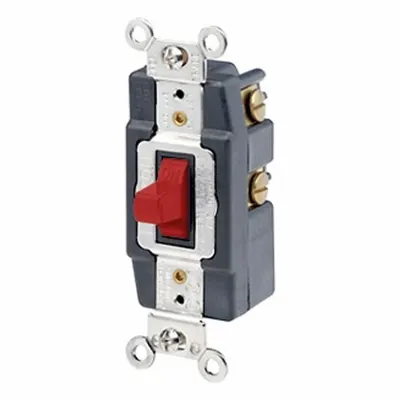 LEVITON Wall Switch: Toggle Switch, Single Pole, Momentary, Red, 120/277V AC - Toggle Wall Switches