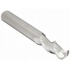 Solid carbide ball end mill with two flutes, designed for machining aluminum and non-ferrous materials. The ball nose geometry enables contouring, slotting, and profiling with smooth rounded finishes. Suitable for applications requiring fine surface quality in mold and die work.