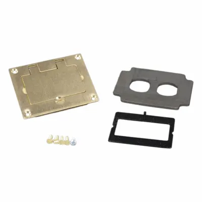 WIREMOLD Floor Box Plate: Rectangular, Gold, Brass, Brushed - Brass Electrical Floor Box Covers