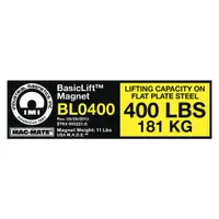 MAG-MATE Replacement Capacity Sticker: 900221, Below-the-Hook Lifting Magnets