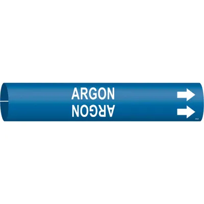 BRADY Pipe Marker: Argon, Blue, White, Fits 4 to 6 in Pipe O.D., 1 Pipe Markers - Argon Snap-On Pipe Markers
