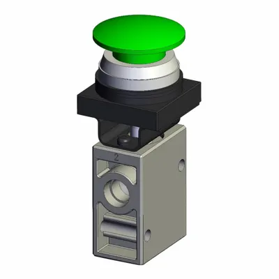 SMC Shuttle Valve: VM200 Series, Mushroom Button Actuator, 3 Ports, 1/4 in - VM Series Manual Air Control Valves