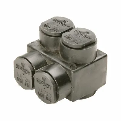 BURNDY Multitap Connector: 2 Port, Double-Sided Entry, 10 AWG – 350 kcmil Wire Size - Dry-Location Double-Sided Entry Multitap Connectors