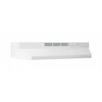 Non-Ducted Range Hood: Recirculation, 24 in Wide, White, Steel Housing, 0 sones, 2 Speeds, BUEZ124WW
