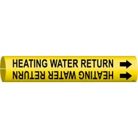 Pipe Marker: Heating Water Return, Yellow, Black, Fits 1 1/2 to 2 3/8 in Pipe O.D., 1 Pipe Markers (MPN 4072-B)