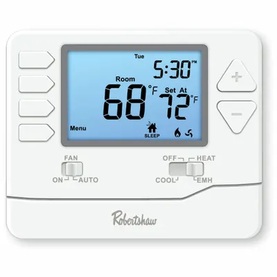 Robertshaw Digital Wall Thermostat,Non-Programmable: Heat and Cool, Manual, O/B - Digital Thermostats