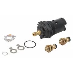 This valve repair kit includes multiple components, such as a check valve adjustment screw, for servicing mixing valves. It is designed for use with manufacturer model number SV16 and operates within a temperature range of 85°F to 115°F.
