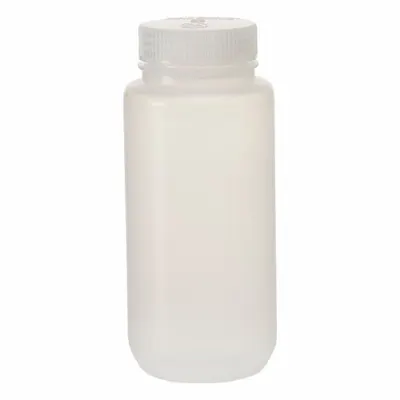 NALGENE Laboratory Bottle: PPCO, 500 mL, 16 fl oz, Closure Included, Natural, 53 mm - PPCO Wide Mouth Round Lab Bottles