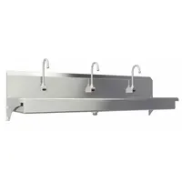 SANI-LAV Hands-Free Wash Station: 3 Stations, 5 in Bowl Dp, 65 in Bowl Lg, 16 1/2 in Bowl Wd, 16 ga (MPN 5A3B-0.5)