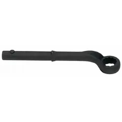 This SAE 12-point box end leverage wrench features a 3 3/16 in head size with an offset design. The black oxide finish provides corrosion resistance. It is used for applying high torque to large fasteners in industrial maintenance, assembly, and repair applications.
